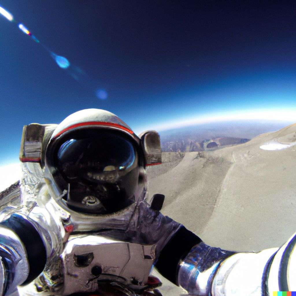 an astronaut, photograph taken on a GoPro